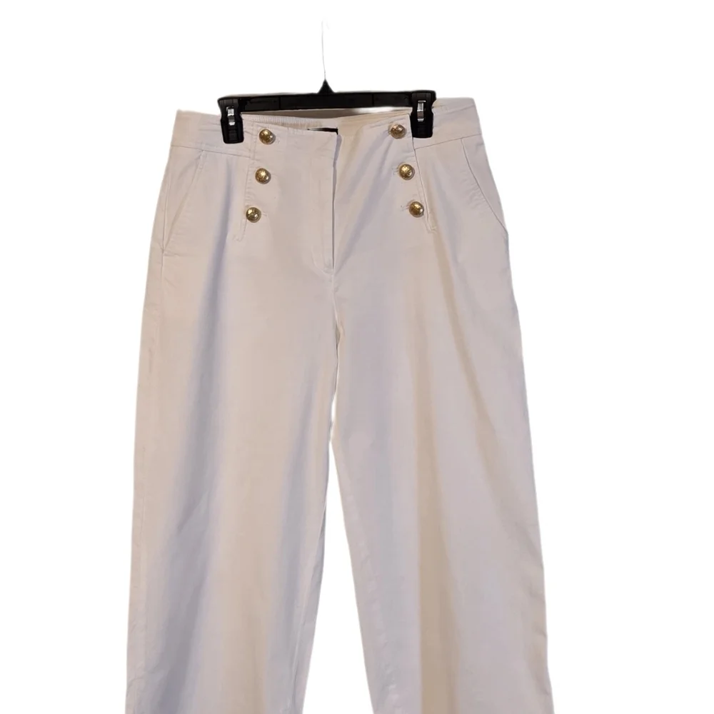 Talbots Cream Cropped Pants with Gold Buttons, PXL